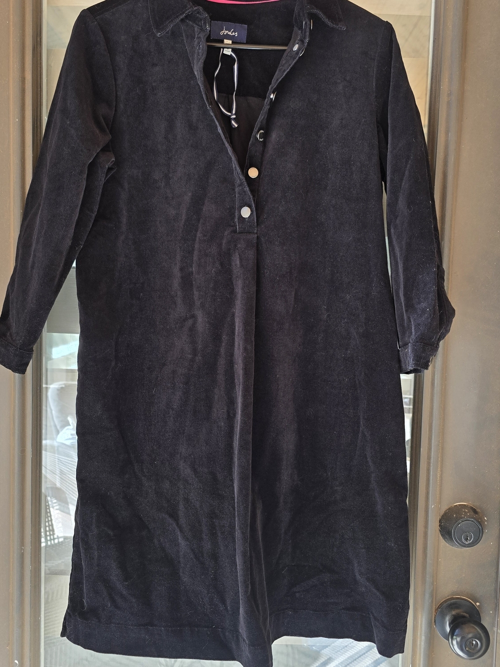 Joules Black Corduroy Midi Shirt Dress